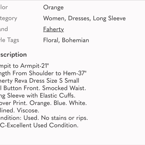 Faherty Montara Wonderlust Floral Long Sleeve Summer Dress in Dark Navy/Orange - Picture 7 of 10